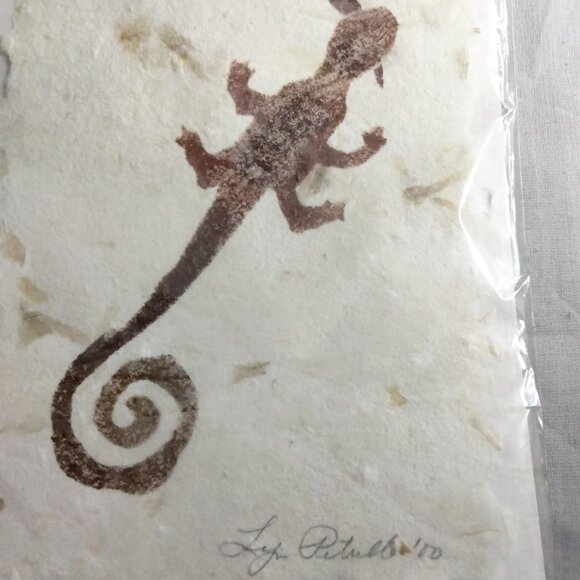 Curling Tails Pictograph Lizard Print Buena Vista Co Signed Lyn Petrillo Paper - Picture 3 of 7